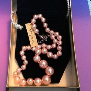 QVC Majestic pink graduated faux pearls.
